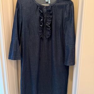 Draper James Navy Ruffled Denim Dress